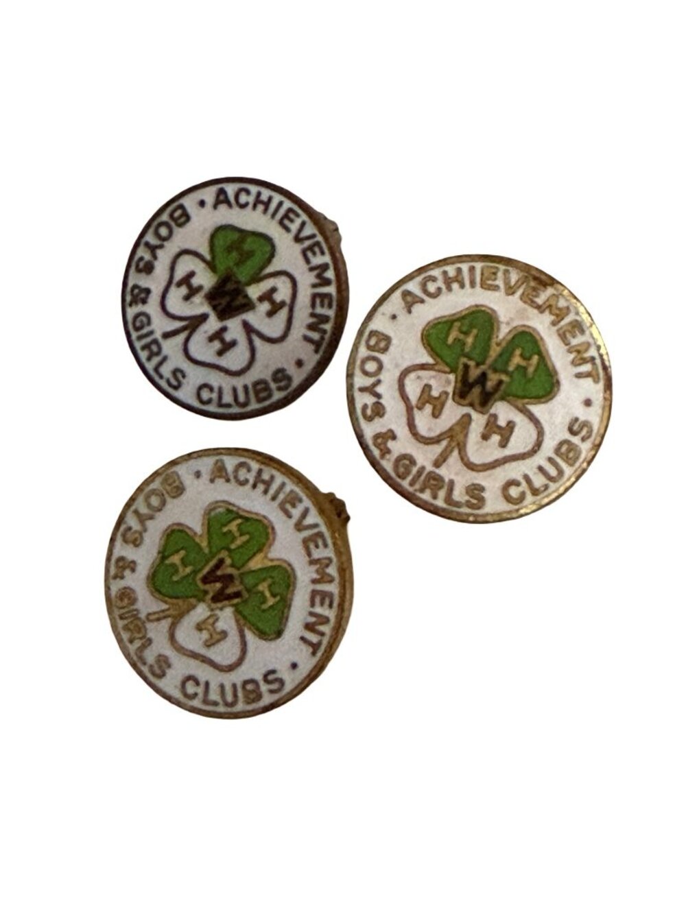 Vintage 4-H Boys & Girls Clubs Achievement Pins Set of 3 Enamel Wisconsin W